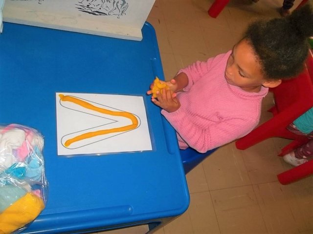 pk the letter v in playdough